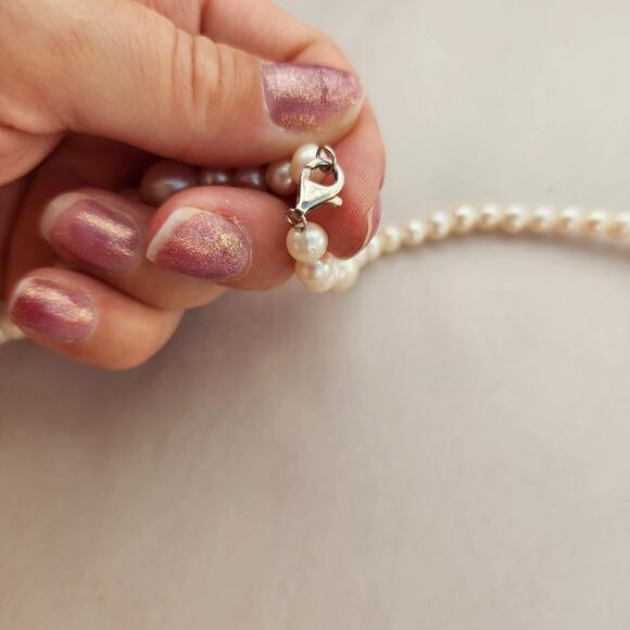 IPS International Pearl Necklace- Sterling Silver 925 Stamped Clasp 22" Beaded - Picture 7 of 12